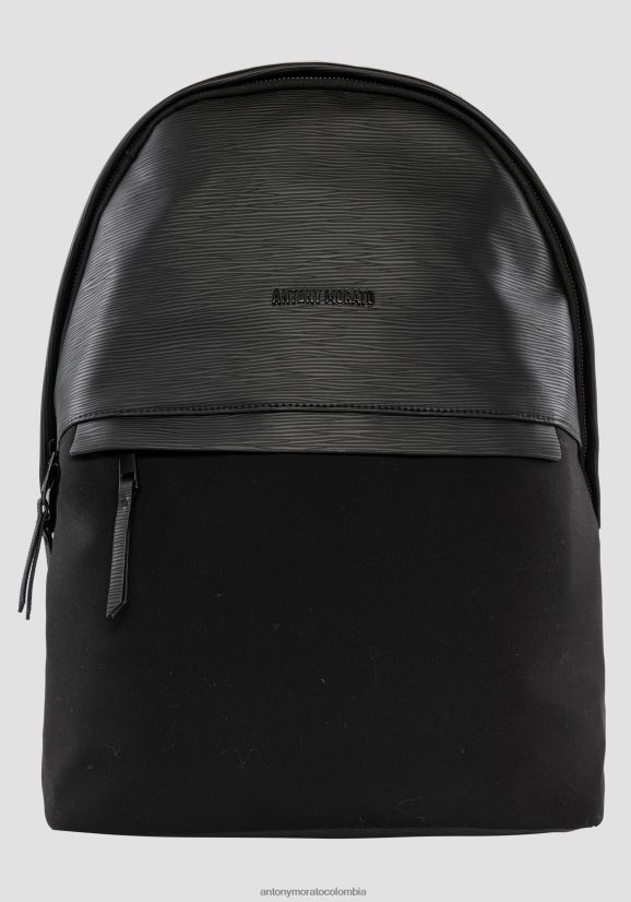 accesorios hombres negro 24JL2B351 mochila de popelín y tejido efecto palmellato Antony Morato