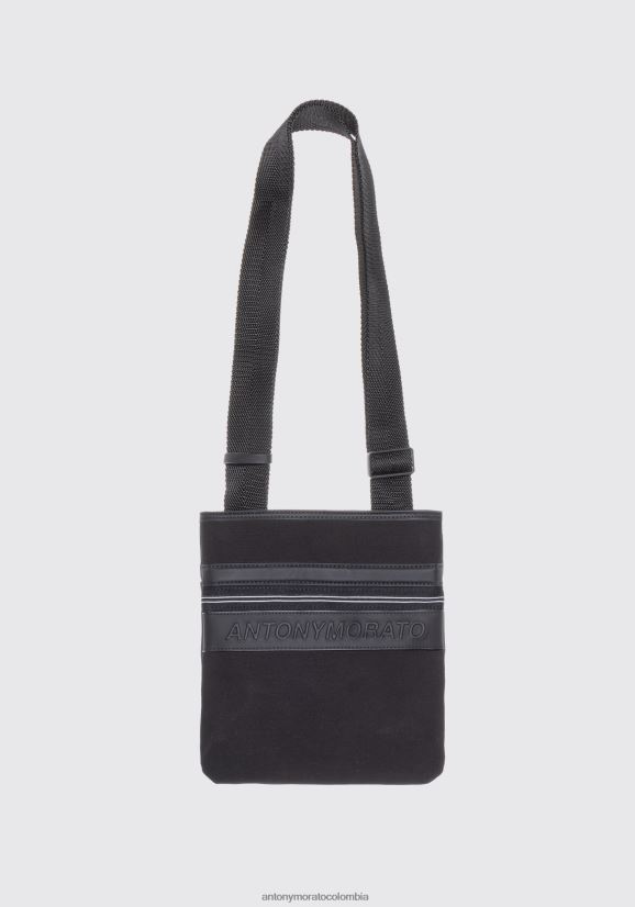 accesorios hombres negro 24JL2B362 bolso messenger de popelina y tejido engomado Antony Morato