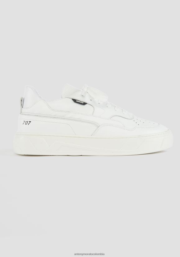 calzado hombres blanco 24JL2B296 zapatillas bajas 707 de piel Antony Morato