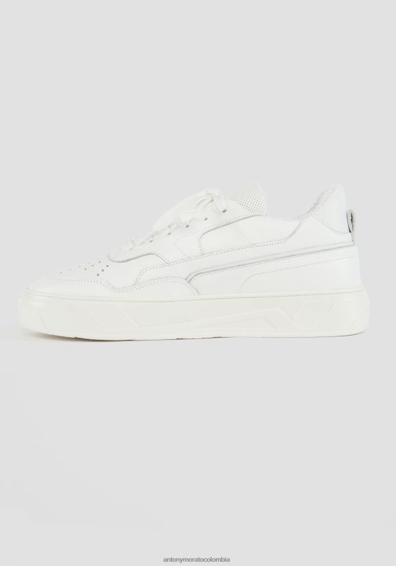 calzado hombres blanco 24JL2B296 zapatillas bajas 707 de piel Antony Morato