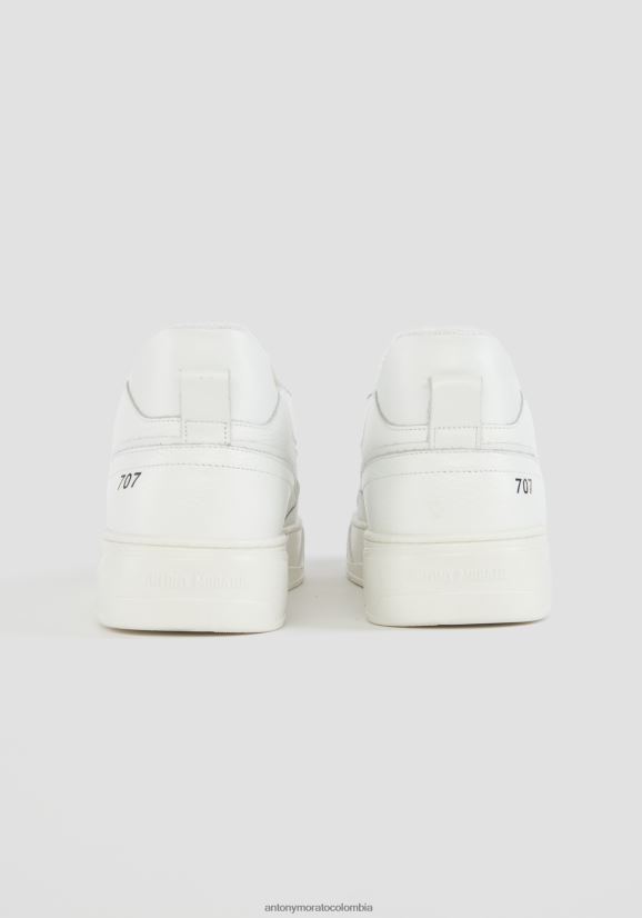 calzado hombres blanco 24JL2B296 zapatillas bajas 707 de piel Antony Morato