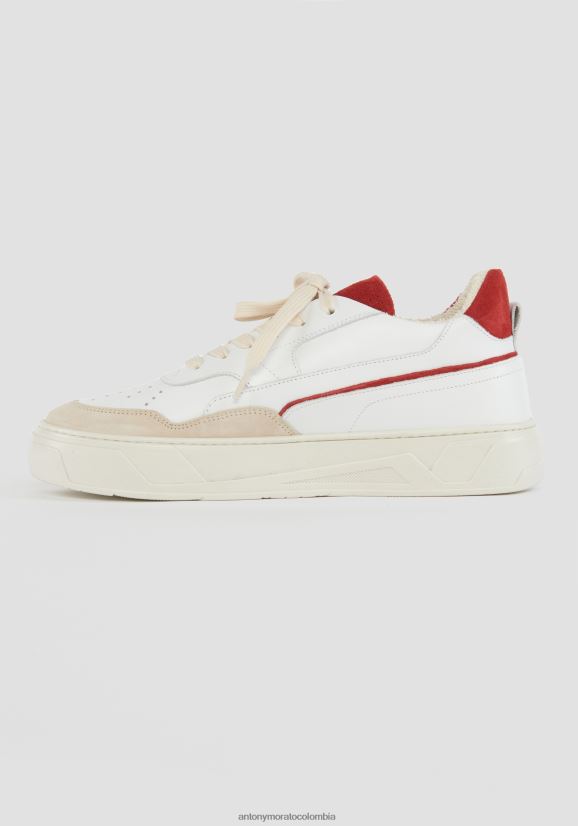 calzado hombres rojo 24JL2B295 zapatillas bajas 707 de piel Antony Morato