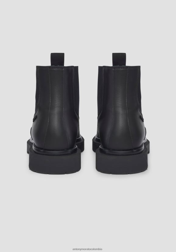 calzado hombres negro 24JL2B328 botines chelsea avedon de cuero Antony Morato