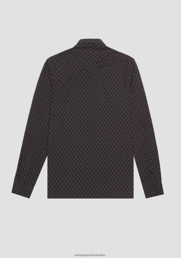 ropa hombres 2099 24JL2B135 camisa barcelona regular fit en tejido de mezcla de algodón estampado Antony Morato