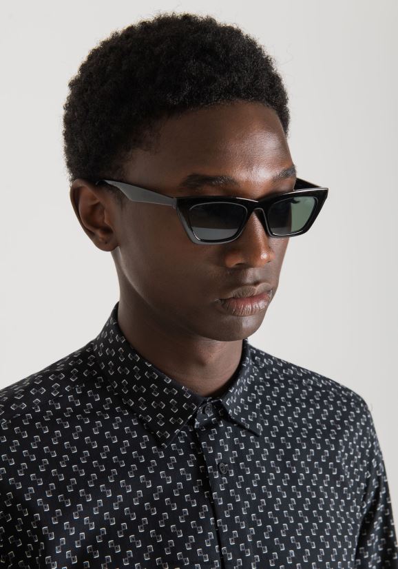 ropa hombres 9071 24JL2B125 camisa barcelona regular fit en tejido de mezcla de algodón estampado Antony Morato