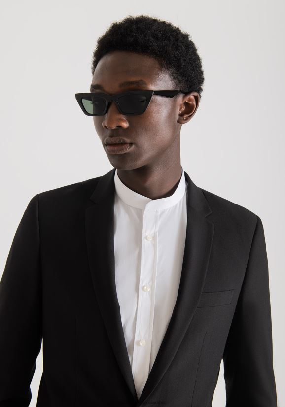 ropa hombres blanco 24JL2B136 camisa de algodón con cuello mao Antony Morato