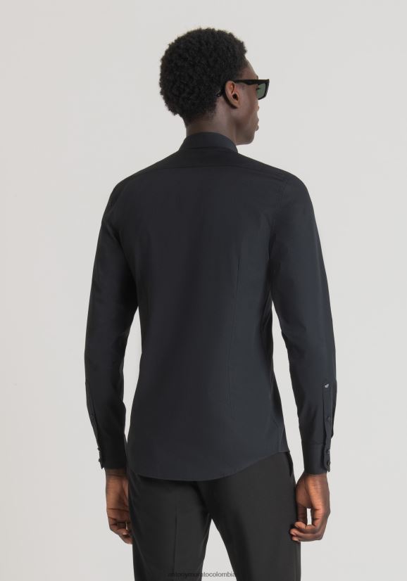 ropa hombres negro 24JL2B105 camisa napoli slim fit de 100% algodón Antony Morato