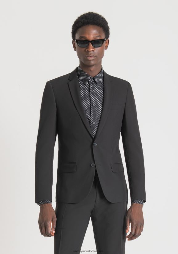 ropa hombres negro 24JL2B107 camisa napoli slim fit de puro algodón estampado Antony Morato