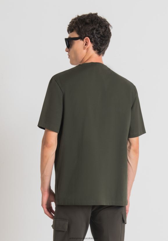 ropa hombres 4075 24JL2B138 camiseta oversize de puro algodón con bolsillo lateral en forma de corazón Antony Morato