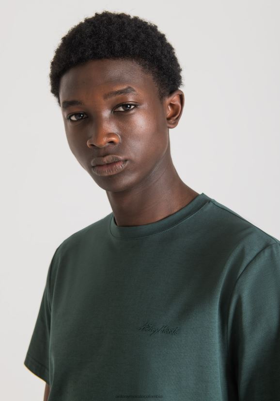 ropa hombres 4076 24JL2B140 Camiseta regular fit de viscosa sostenible con logo estampado Antony Morato