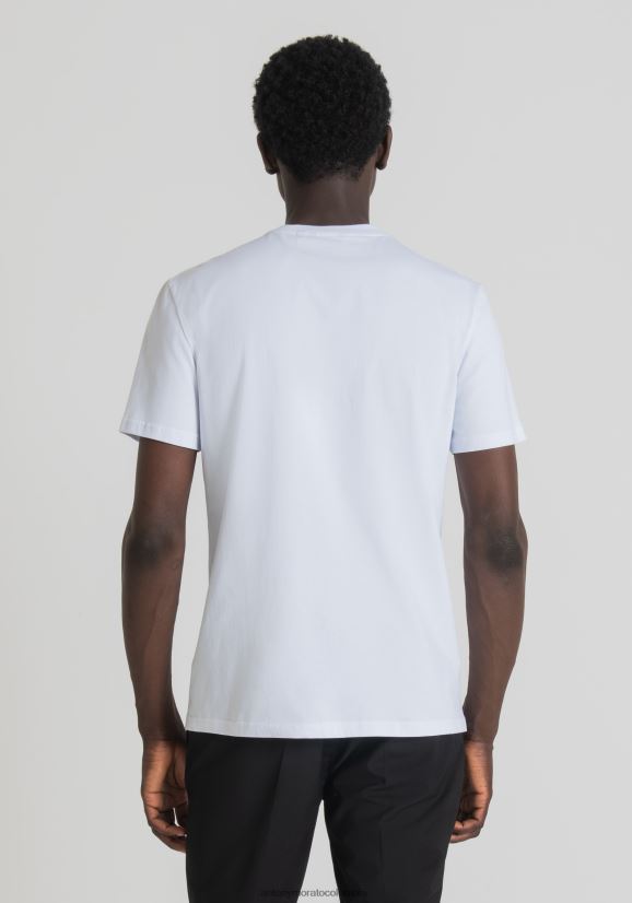 ropa hombres blanco 24JL2B163 camiseta slim fit de 100% algodón con logo estampado Antony Morato