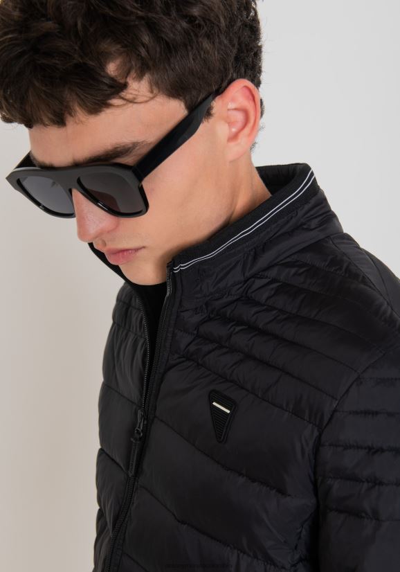 ropa hombres negro 24JL2B10 chaqueta ajustada con acolchado ecológico sorona aura Antony Morato