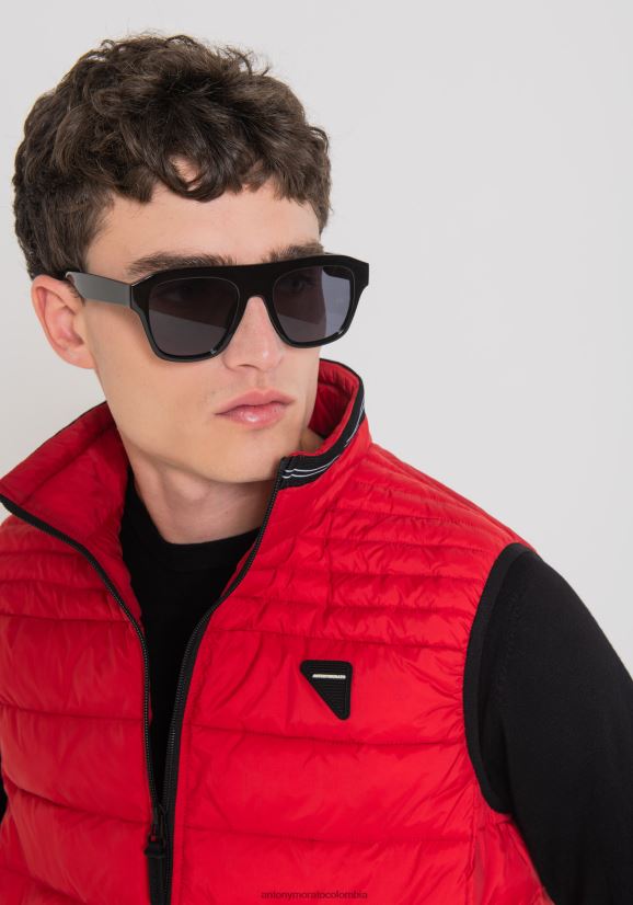 ropa hombres rojo 24JL2B23 chaqueta de nailon sin mangas con acolchado sorona aura eco Antony Morato