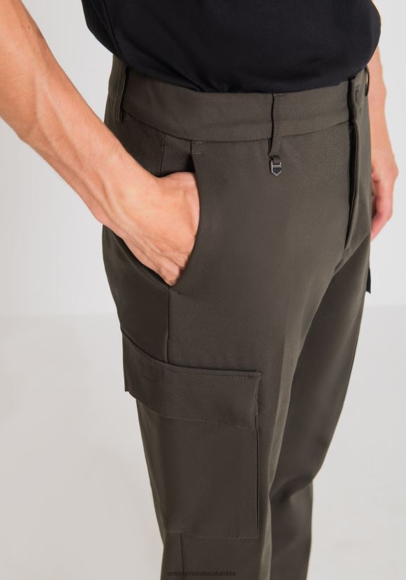 ropa hombres 4075 24JL2B249 Pantalón bjorn skinny fit de mezcla de algodón elástico con bolsillos laterales y cremallera en el bajo Antony Morato