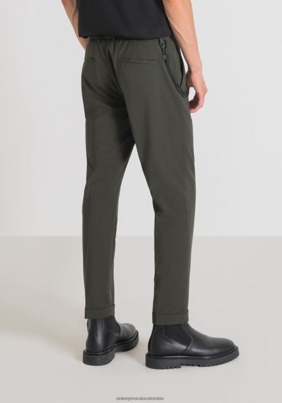 ropa hombres 4075 24JL2B270 pantalones rad slim fit hasta los tobillos con raya central Antony Morato