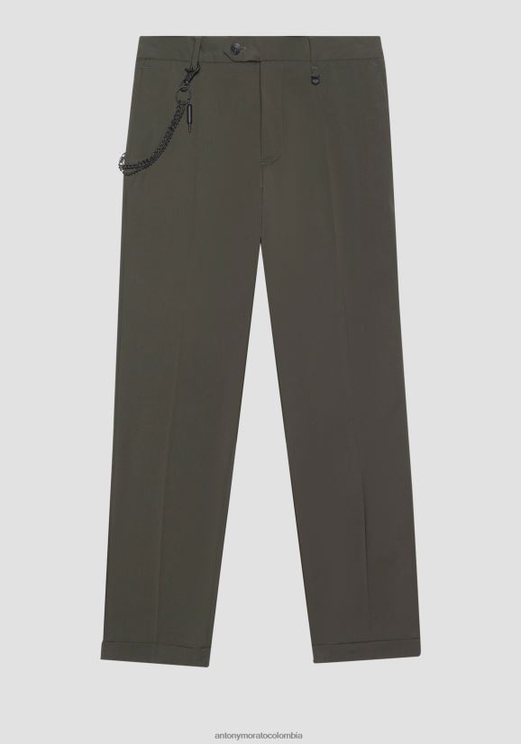 ropa hombres 4075 24JL2B270 pantalones rad slim fit hasta los tobillos con raya central Antony Morato