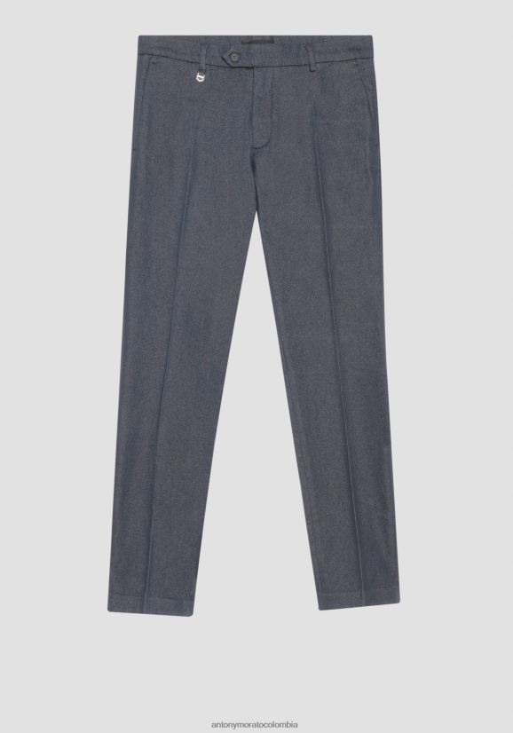 ropa hombres azul claro 24JL2B268 pantalones pitillo con efecto denim elástico en mezcla de algodón bryan Antony Morato
