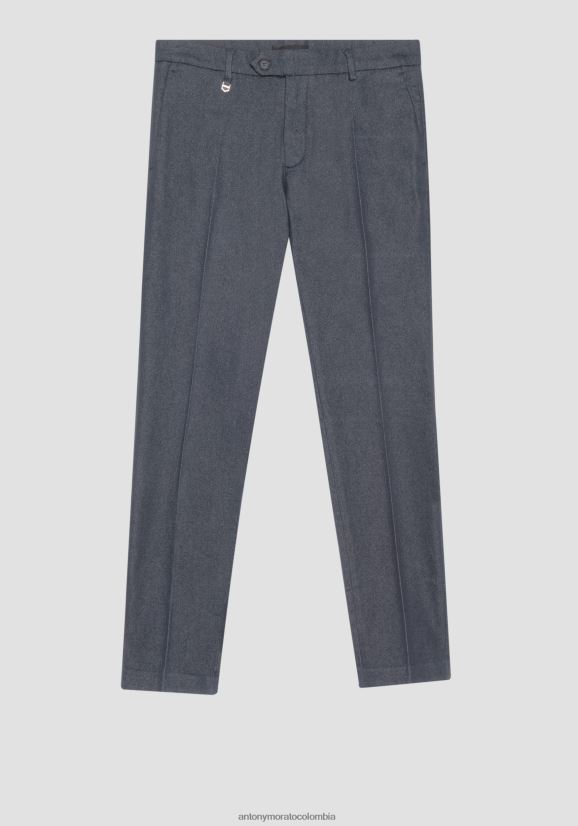 ropa hombres azul claro 24JL2B268 pantalones pitillo con efecto denim elástico en mezcla de algodón bryan Antony Morato