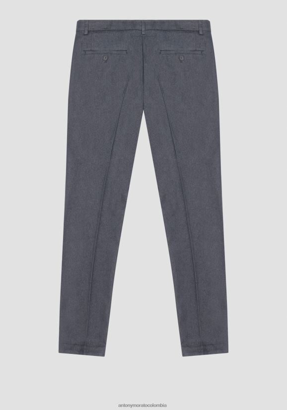 ropa hombres azul claro 24JL2B268 pantalones pitillo con efecto denim elástico en mezcla de algodón bryan Antony Morato