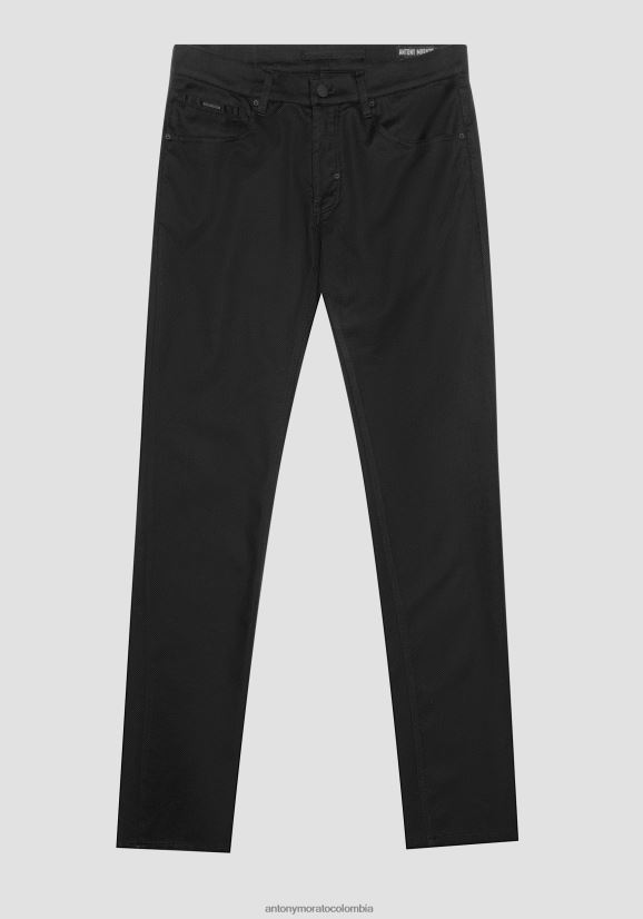 ropa hombres negro 24JL2B217 pantalones pitillo con barret de algodón tejido elástico Antony Morato