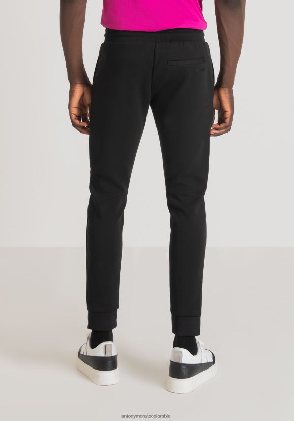 ropa hombres negro 24JL2B238 Pantalón super slim fit en tejido de mezcla de algodón con contraste en nailon shioze Antony Morato
