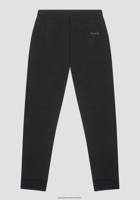 ropa hombres negro 24JL2B238 Pantalón super slim fit en tejido de mezcla de algodón con contraste en nailon shioze Antony Morato