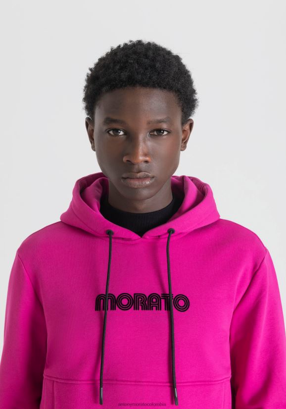 ropa hombres 5096 24JL2B45 sudadera regular fit en mezcla de algodón con logo frontal Antony Morato