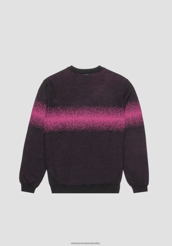 ropa hombres 5096 24JL2B46 Sudadera regular fit de hilo de mezcla de lana con banda de jacquard en contraste Antony Morato