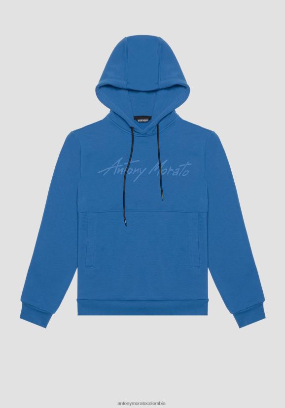 ropa hombres 7117 24JL2B49 sudadera regular fit en mezcla de algodón elástico con logo bordado Antony Morato