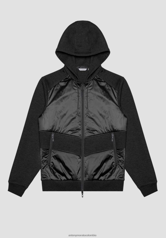 ropa hombres negro 24JL2B66 sudadera regular fit de tejido elástico con detalles en contraste Antony Morato